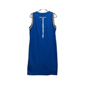 Worth New York Sporty Blue Shift Dress Size 14 Half zip Rayon blend Nautical